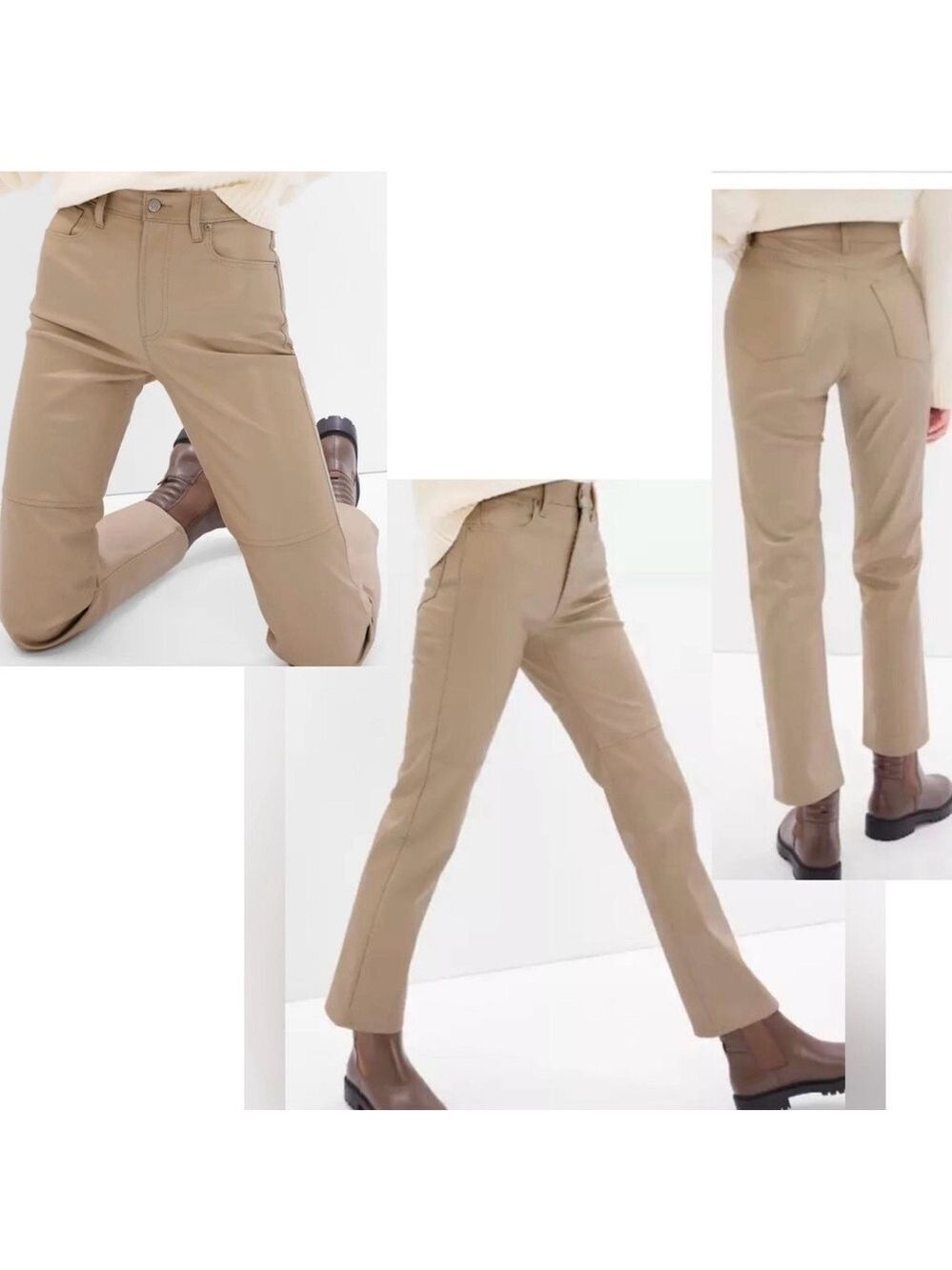 GAP High Rise Vegan Faux Leather Cheeky Straight Pants Sz 28 Pleather